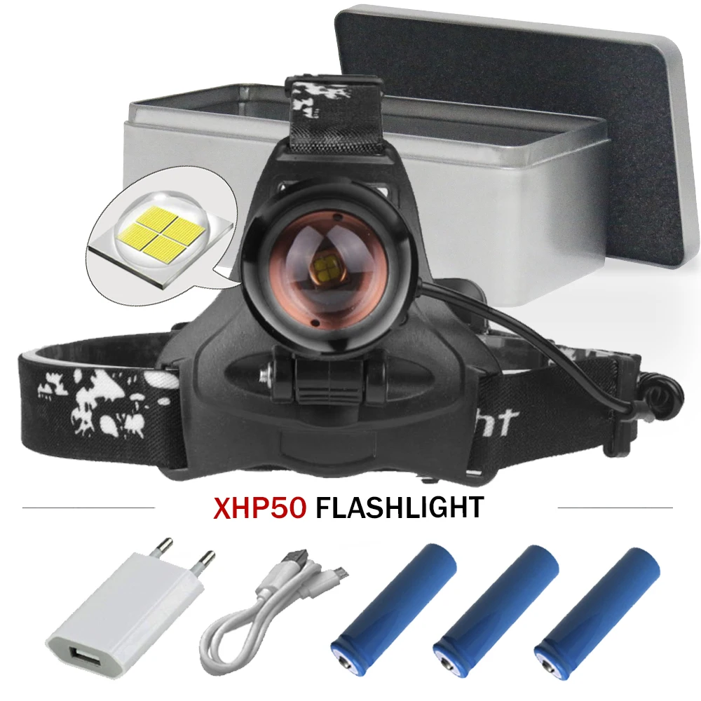 

Power Bank telescopic usb headlamp super bright head lamp 18650 xhp70/xhp50 waterproof head torch led headlight camping lanterna
