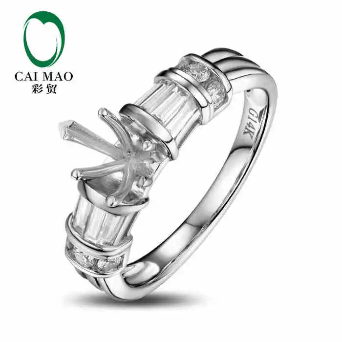 

CaiMao Pear cut Semi Mount Ring Settings & 0.49ct Diamond 14k White Gold Gemstone Engagement Ring Fine Jewelry