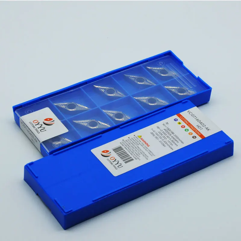 

OYYU 10pcs High Quality VBGT110302 VCGT110308 AK H01 Aluminum Copper Processing Carbide Inserts SVVBN CNC Lathe Cutting Tools