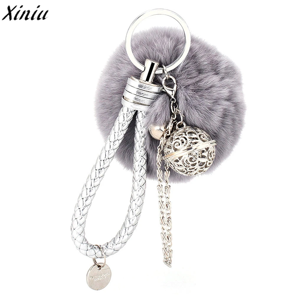 

Handbag Accessories Candy Colors Fur Ball Girl Charm Pendant Ring Holders Llaveros Mujer #7515
