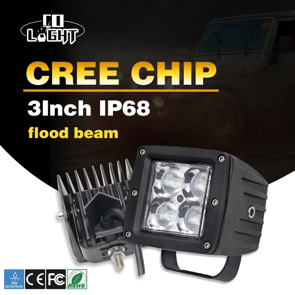 

3'' 12w Led Work Lights External lamp 24V 12 volt led work lights for Car Tractor Boat Truck ATV SUV headlight work light 4*4