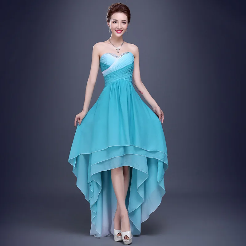 turquoise high low bridesmaid dresses