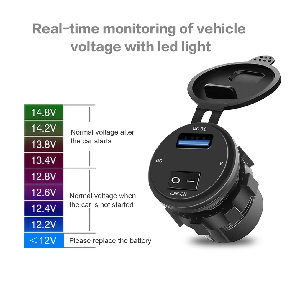 usb quick charge Hot 12V-24V USB Car Charger With Led Light Power Adaptor QC3.0 Fast Charger Car Socket Separate Switch For Car Kit usb c 61w