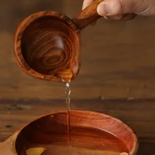 Винтажная деревянная чаша из акации в японском стиле с ручкой, миска для соуса, чайная ложка