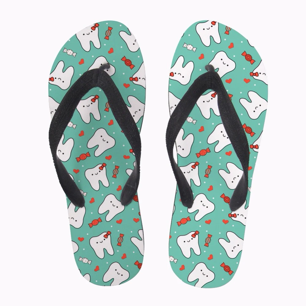 

Customized Dentista Cartoon Women Flip Flops Cute 3D Dentist Pattern Summer Female House Flip Flops Beach Women's Slippers Shoe