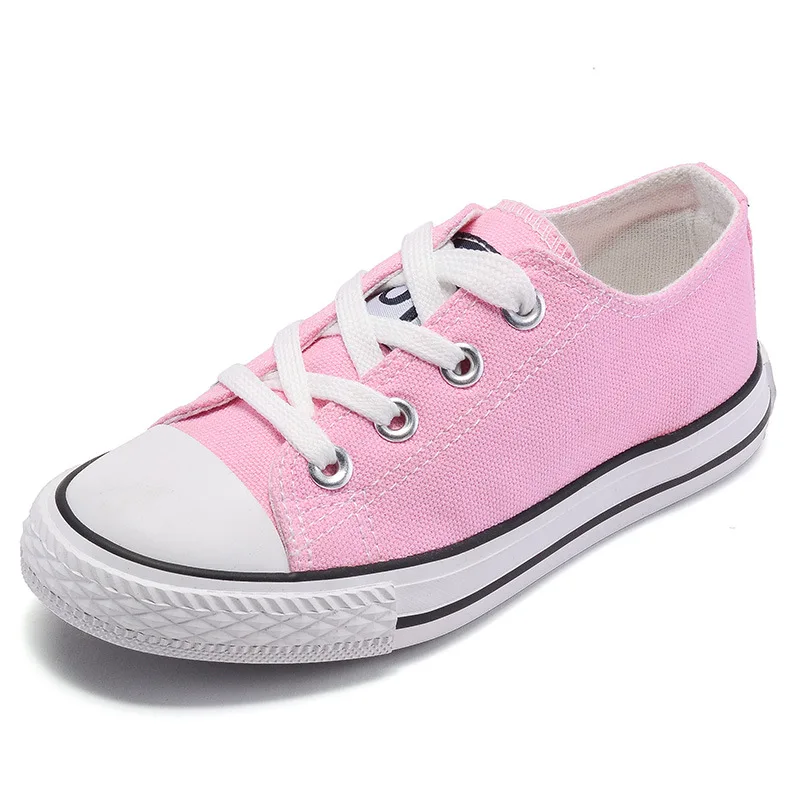 Toddler Girl Sneakers Boy Shoes Kids Jelly Color Canvas Shoes Casual Lace Up Classic Flats Children Shoes for Student C07182 - Цвет: Little Pink