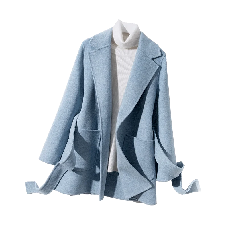 Winter Women Wool V-Neck Short Coats JECH 2018 Popular Fashion Casual Wool Multi-color Coat Female Coat Top Grade Coat Female