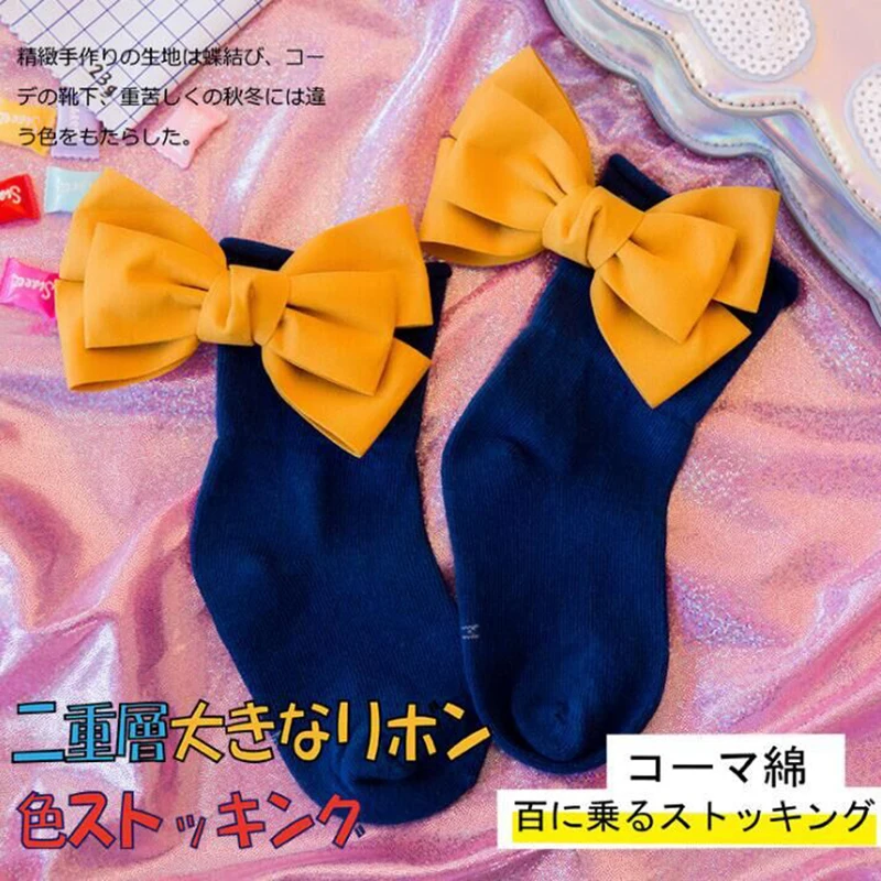 Для маленьких девочек носки двойным бантом хлопок детские носки В стиле принцессы мягкое противоскользящее покрытие
