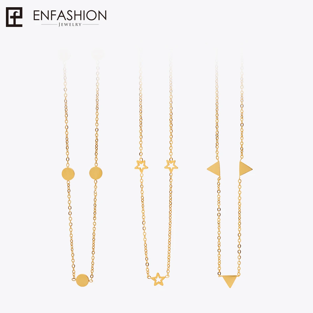 Enfashion Geometric Triangle Circle Star Choker Necklace Gold color Necklaces Pendants Stainless Steel Necklace Women chocker цена Enfashion Geometric Triangle Circle Star Choker Necklace Gold color Necklaces Pendants Stainless Steel Necklace Women chocker цены онлайн