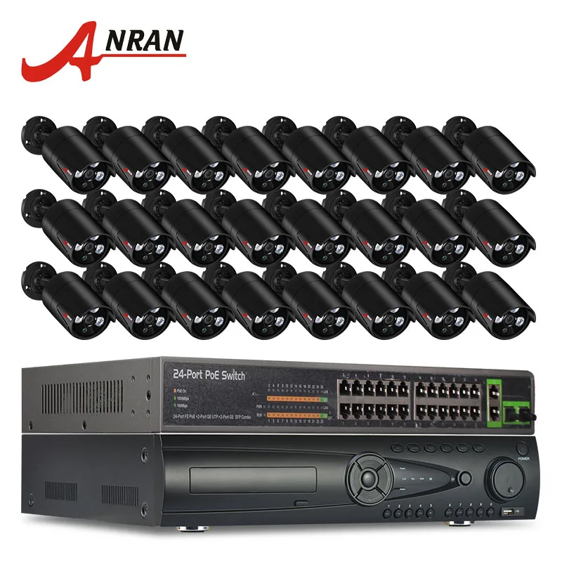 

ANRAN 24CH CCTV Camera System 24CH H.264 NVR 24CH POE Switch Outdoor IP POE Onvif 1080P HD Security Camera System