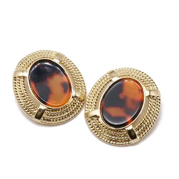 

Oval Shape Alloy Leopard Resin Elegant Clip Earring