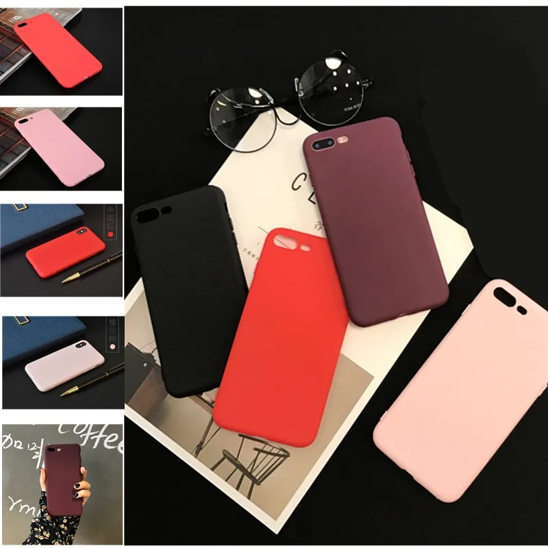 Solid Color Case for iPhone X 5 5S 6 6S 7 8 Plus XS Max XR Cover matte Soft TPU Capa |