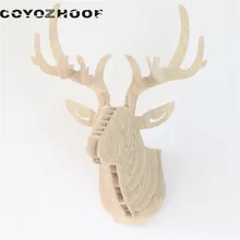 Nordic Деревянный Декор Лось 3D головоломка DIY модель стене висит голова оленя Рождество животных дикой природы Скульптура фигурки подарок ремесла