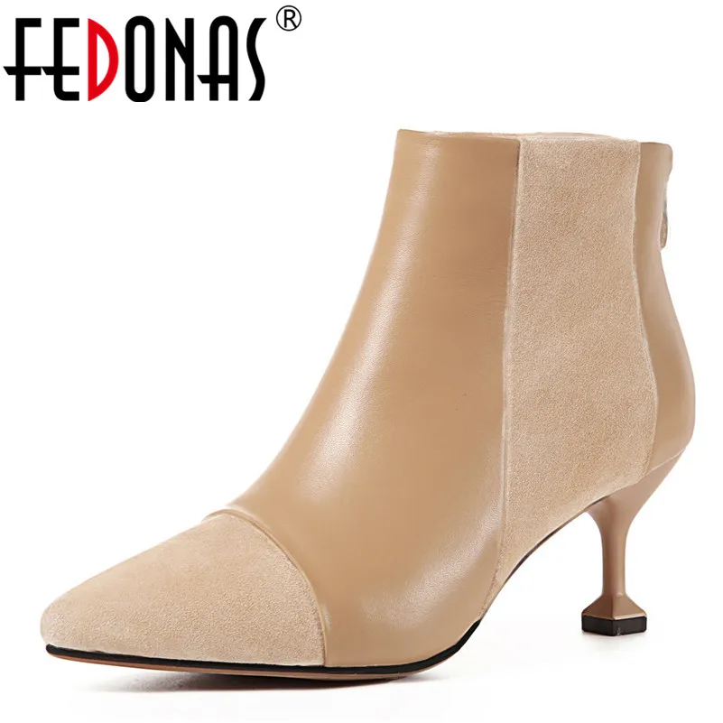

FEDONAS 1Fashion Women Ankle Boots Autumn Winter Warm Thin High Heels Shoes Woman Concise Brand Design Party Wedding Basic Boots