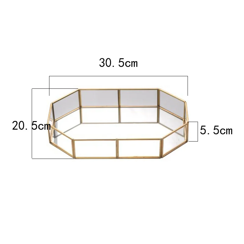 Скандинавский латунный стеклянный геометрический лоток для хранения Золотой винтажный ящик для ювелирных изделий зеркало для макияжа кухонный Органайзер поднос домашнее украшение рабочего стола - Цвет: 4
