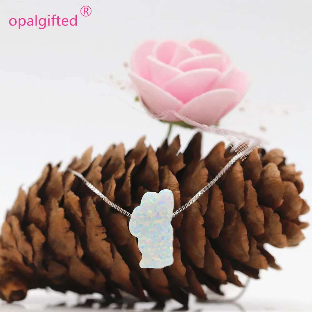 

MOQ=1pc Fashion synthetic 9*15mm Tahoe lake opal necklace with white opal necklace for sale Aliexpress for gift