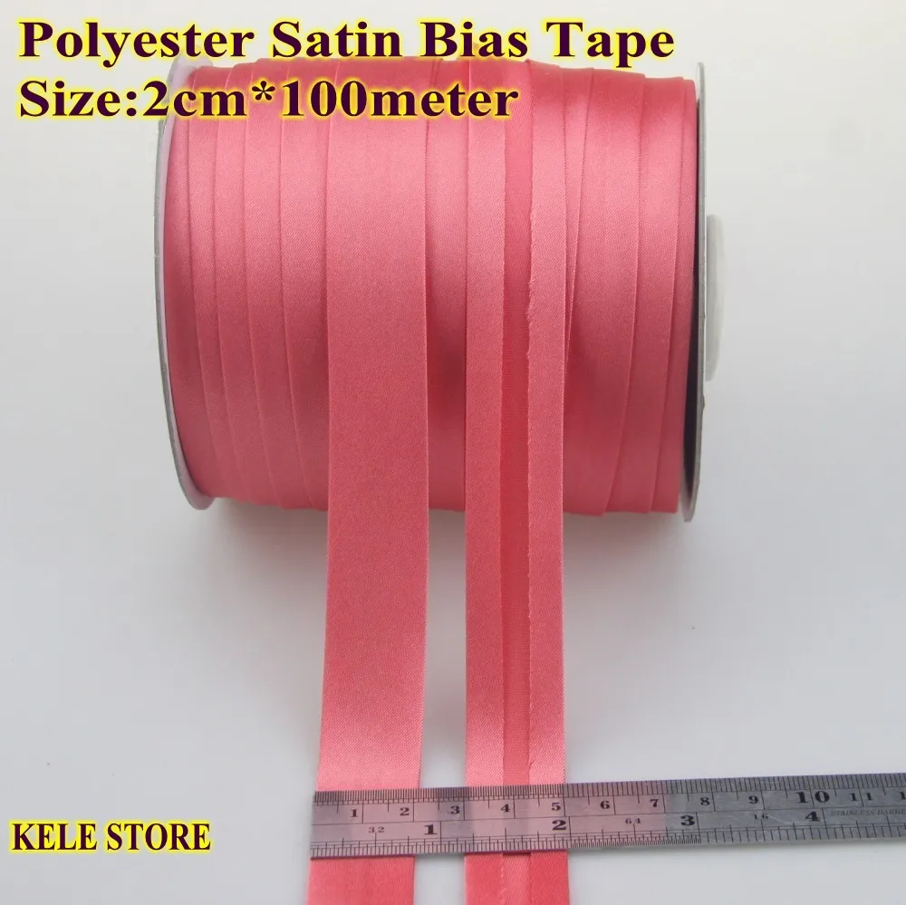 Free shipping Polyester Satin Bias Binding Tape,size 20mm,2cm,3/4