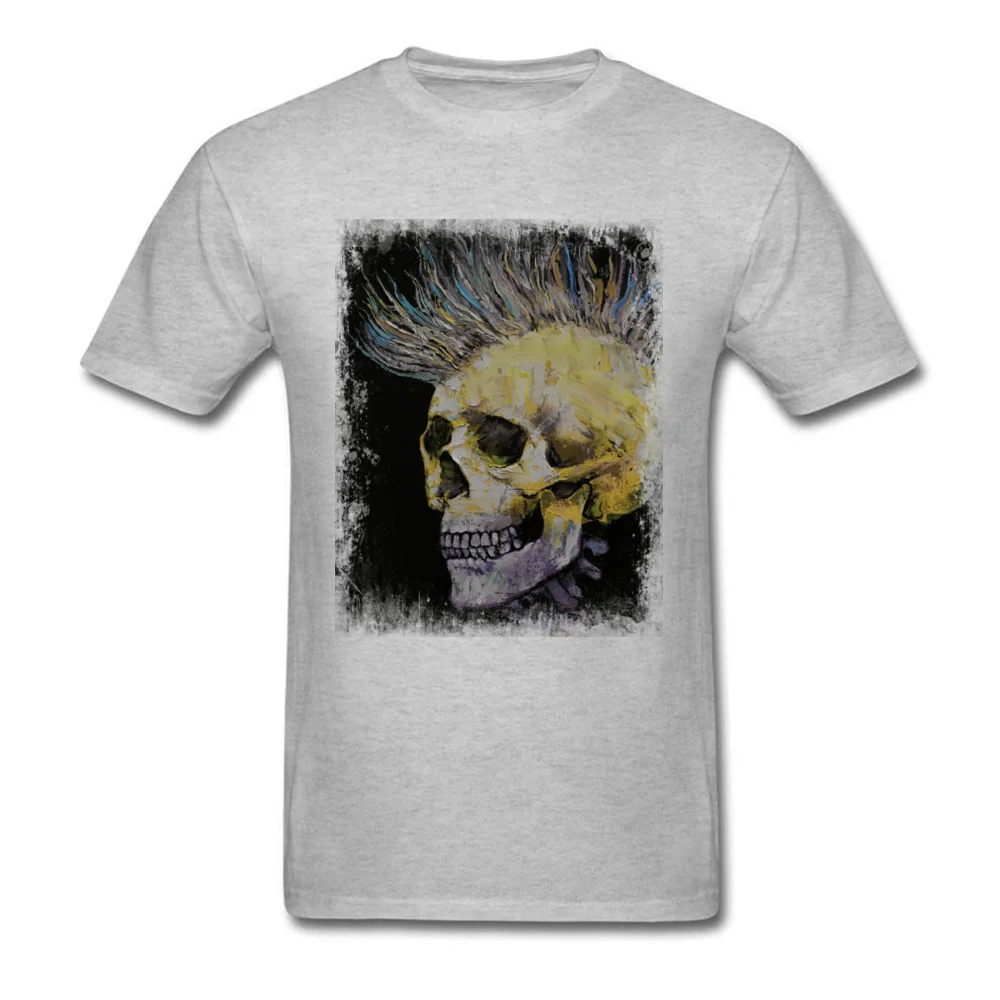 MOHAWK Tops Shirt New Arrival Round Neck Normal Short Sleeve 100% Cotton Men T-Shirt 3D Printed T Shirt Top Quality MOHAWK grey