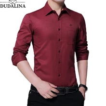 DUDALINA мужская рубашка бренд мужские рубашки высокого качества с длинными рукавами Толстовка Оверсайз на замке Slim Fit черные мужские рубашки хлопковые рубашки