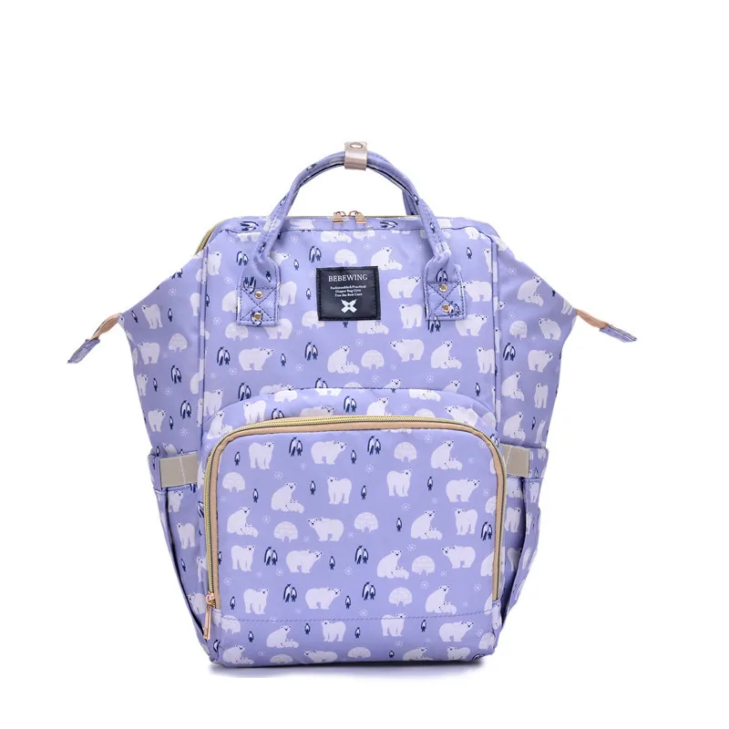 

Cartoon Print Baby Diaper Bag Backpack Large Capacity Waterproof Mummy Maternity Cosmetic Bag Modish 3-In-1 Stroller Hanging Bac