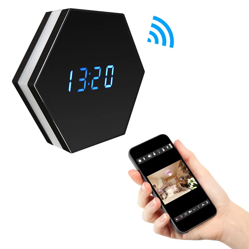 

SOONHUA 1080P Wireless WIFI Mini Camera Colorful Alarm Clock Infrared Night Version Motion Detection Home Security Camcorder