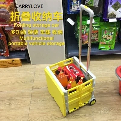 

CARRYLOVE Portable folding trolley shopping cart Grocery shopping cart Car storage box Luggage Spinner brand Travel Suitcase