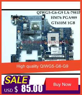 Высокое качество QIWG5-G6-G9 LA-7981P для lenovo Ideapad G580 Материнская плата ноутбука HM76 PGA989 DDR3 GT610M 1 ГБ полностью протестирована