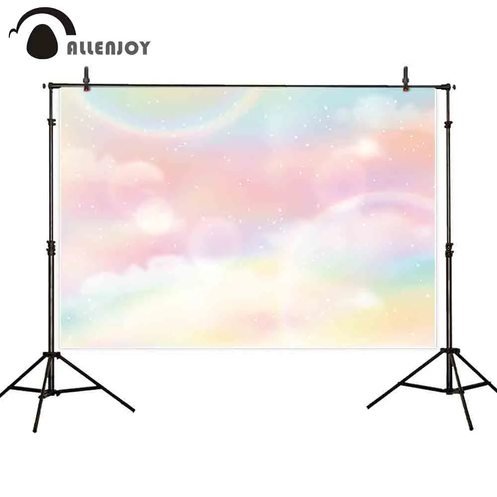 

Allenjoy photocall backdrops rainbow colorful bright bokeh clouds fantasy cute warm color background for photo studio wallpaper