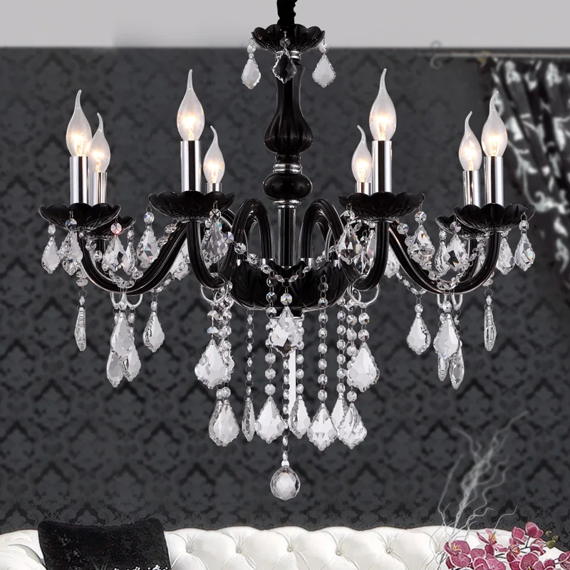 Черная хрустальная люстра для домашнего освещения lustre de cristal спальни кухни