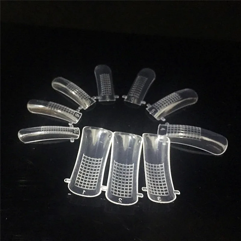 

100PCS/box Quick Building Mold Tips Nail Dual Forms Reusable Finger Extension Nail Art UV Builder Poly Gel Nails Tool