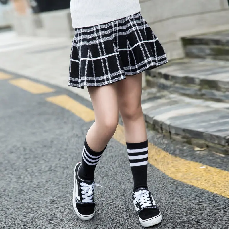 Демисезонные клетчатые юбки в консервативном стиле для девочек, Вельветовая юбка принцессы, От 5 до 14 лет, корейская детская одежда - Цвет: Белый