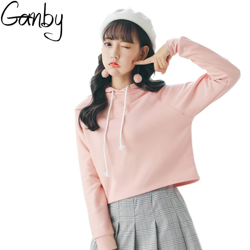 2017 Kpop Harajuku New Autumn Pure Cotton Sweatshirts Korean Cute Solid