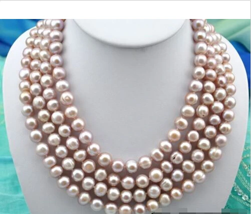

Free shipping >>>>>4strands 21" 11mm round lavender freshwater pearl necklace