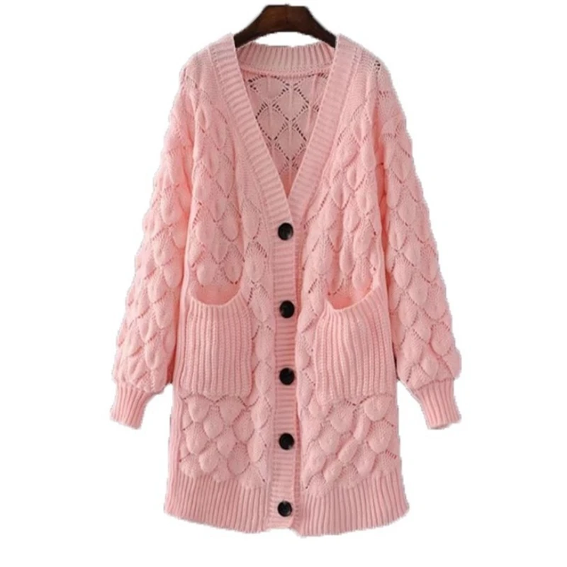 

Women Long Sweaters Cardigans Autumn Winter Single-breasted Pocket Knitting Sweater Cardigan Casual Loose Female Beige Cardigan