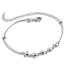 Модные подвесные ножные браслеты с ангелом, Женские однотонные ножные браслеты из 925 серебра 27 см. милые ножные браслеты с колокольчиками для девушек, очаровательные женские серебряные ювелирные изделия