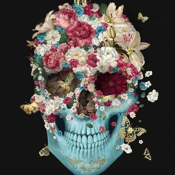 

GLymg 5D Diy Full Square Diamond Painting Full terrorist romantic skull Diamond Embroidery Drill Rhinestones Home Decor