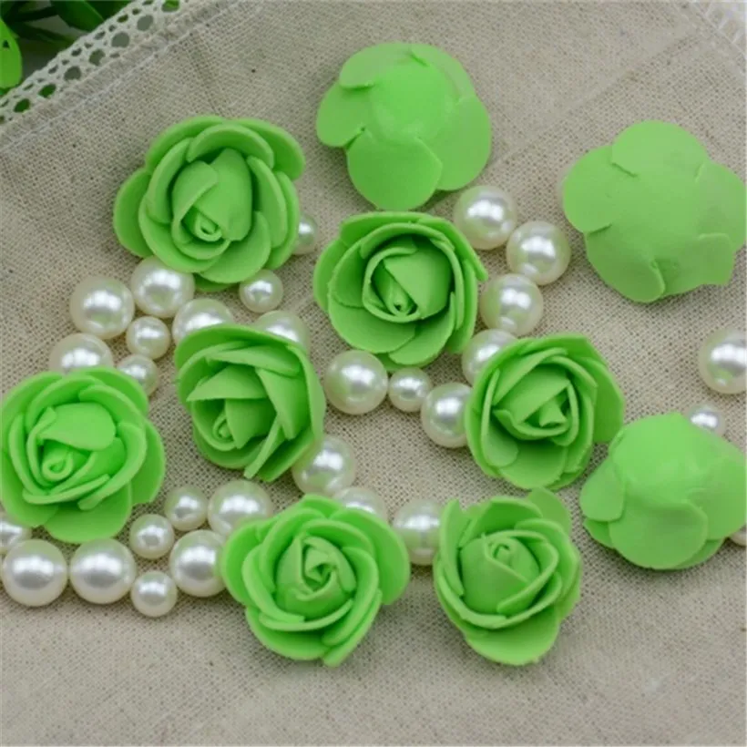 50PCS/Lot Artificial Mini PE Foam Rose Flower Head Handmade DIY Wedding Home Decoration DIY Scrapbooking Fake Flower Kiss Ball