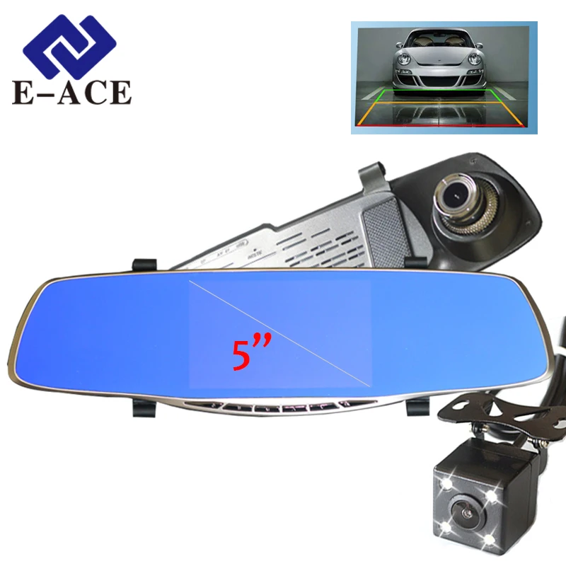 New Full HD 1080P Car Dvr Camera Avtoregistrator 5 Inch Rearview Mirror Digital Video Recorder Dual Lens Registrar Camcorder