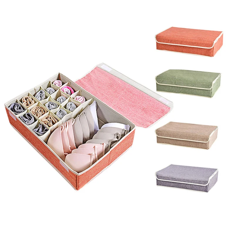 

Non-woven Underwear Container Storage Drawer Organizer Case For Bra Tie Box Closet With Cover Home Underwear Divider Separator