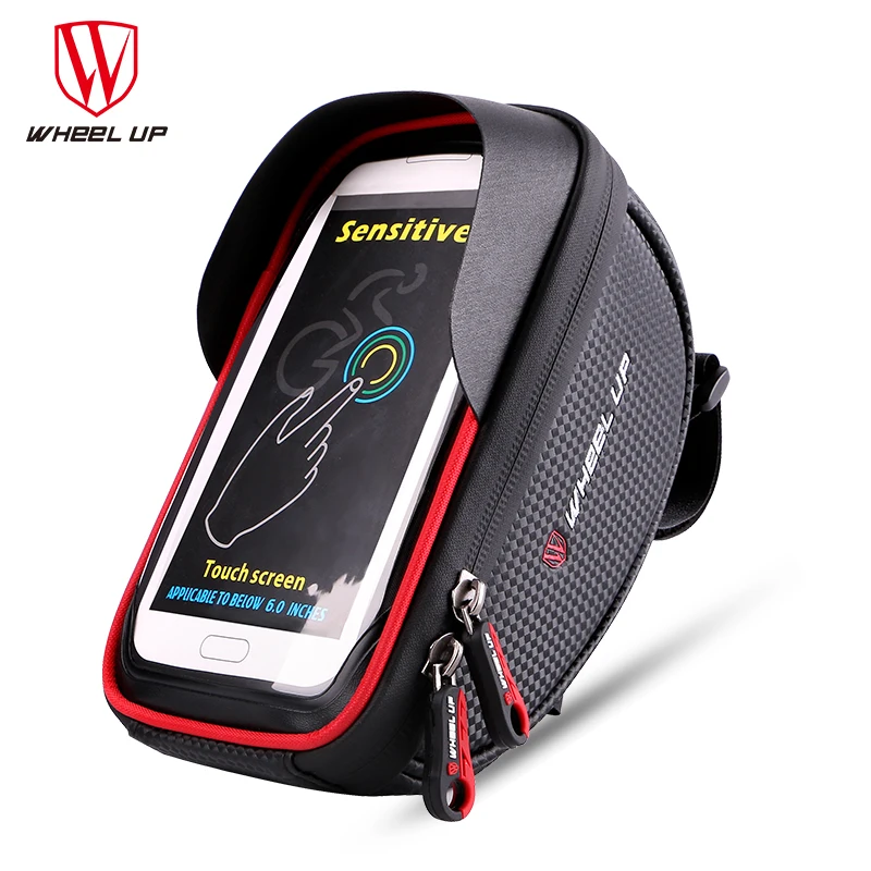 WHEEL UP Waterproof Sport MTB Road Bike Front Bag 6.0 inch Touchscreen Bike Cellphone Bag Bicycle Top Tube Pannier Cycling Pouch