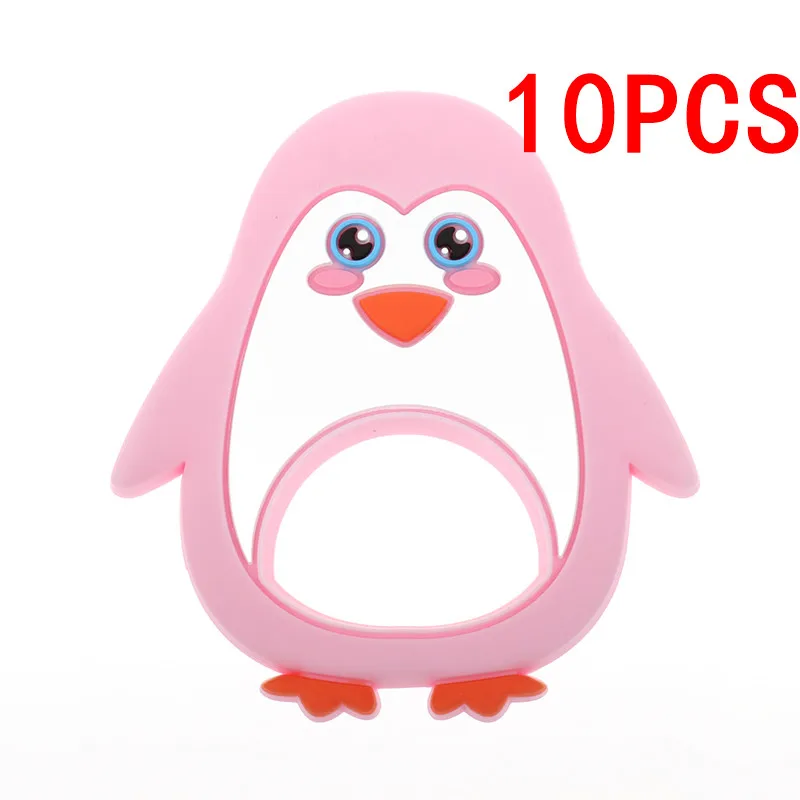Силиконовых прорезывателей в виде пингвина для малышей Ежик 10 шт., не содержит бисфенола, детские жевательные прорезыватели, ожерелье, кулон, аксессуары для медсестер, подарки - Цвет: 02 Rouge Pink