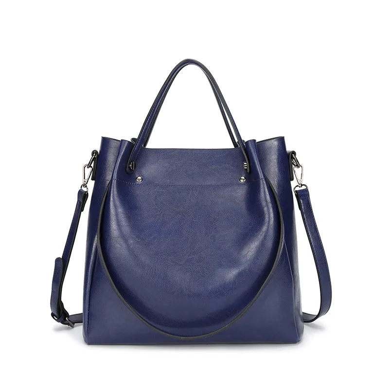 

New Type of Skewed Span Girls Tooth Large Bag Pure Color Simple PU Handbag Fuel Leather Girls Bag Single Shoulder Tooth Bag