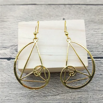 

New Spiral with Triangle Drop Earrings Fibonacci Pendant Ratio Psychology Dangle Earrings Women