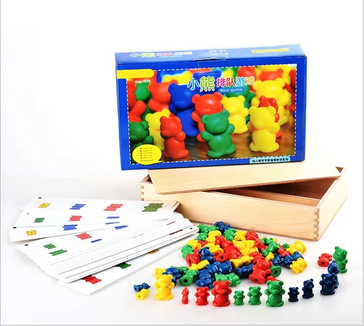 Детские игрушки Детские профессиональные обучающие Игрушки для раннего развития Монтессори математическая игрушка линия медведь формы Соответствующие игры цвет размер