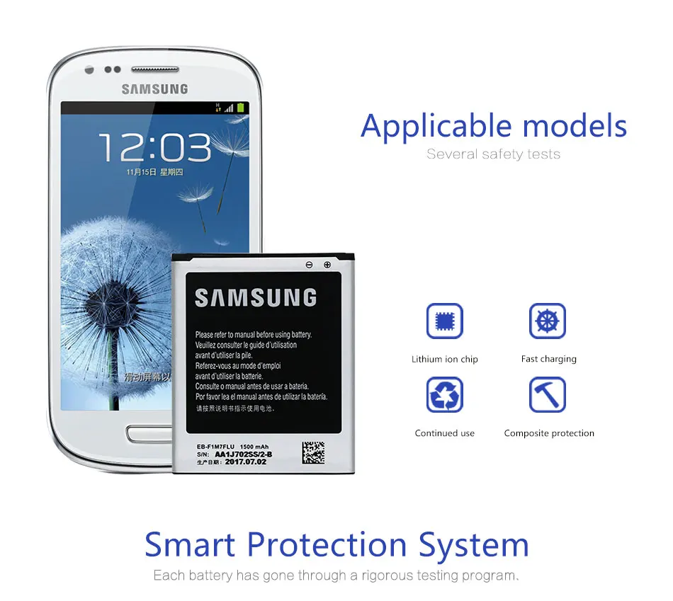 Аккумулятор samsung для samsung Galaxy S3 Mini i8160 i8200 S7562 i8190 G313 1500 мАч EB-F1M7FLU 3 Pin без NFC