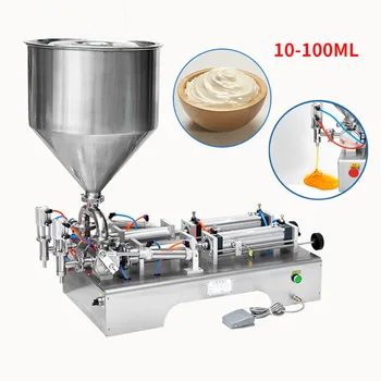 

10-100ML Electric Pneumatic Double Head Paste Filling Machine Bee Toothpaste Sauce Skin Care Product Filling Machine