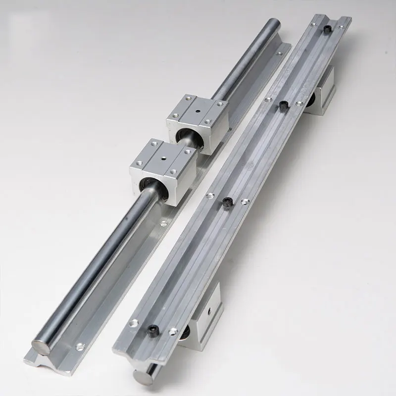 Solid 2Pcs 300mm Linear Slide Rail Shaft with 4Pcs 12mm SBR12UU Bearing Slide Block High Accuracy Adjustable Handle Locking Type DIY for CNC Routers Mills