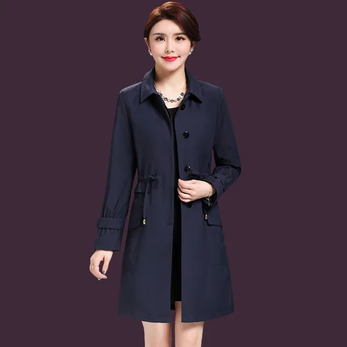 

Autumn Korean Version Women Windbreaker New Style Winter Pure Color Xxxxl Designs Female Work Wear Simple Fashion Slim Coat