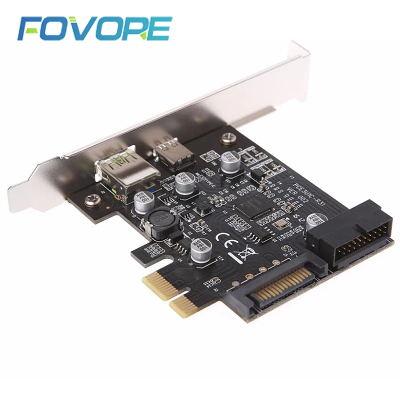 

PCI-Express PCI-e To USB 3.1 Type-C Riser Post Card PCIe to USB-C 2.4A Fast Charger+19PIN Front USB Miner Expansion Adapter Card
