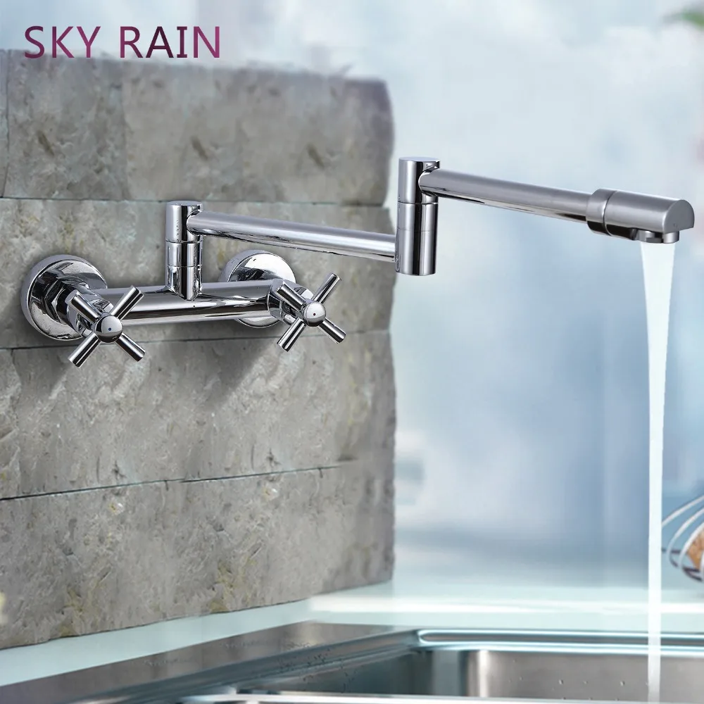 SKY RAIN Europe Style Single Handle Brass Chrome Bathroom Faucet Wall Mounted Water Mixer Tap SKY RAIN Europe Style Single Handle Brass Chrome Bathroom Faucet Wall Mounted Water Mixer Tap